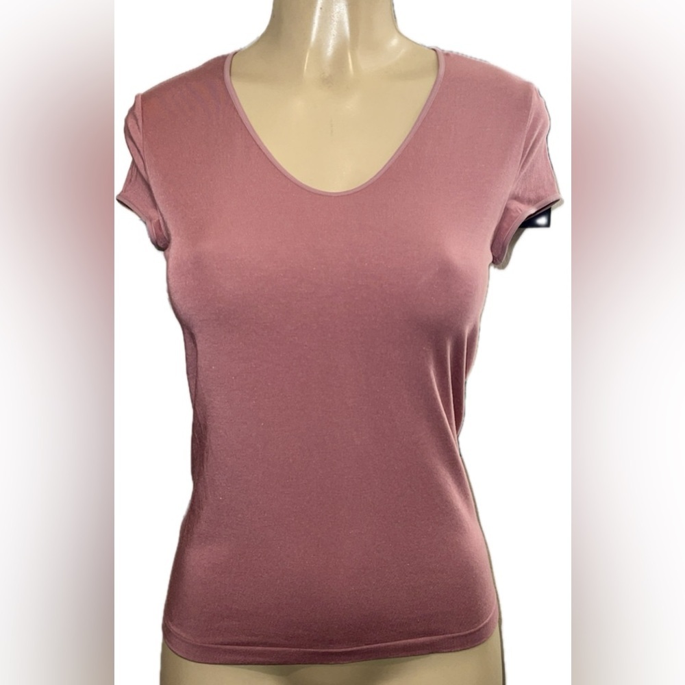 Wolford NWOT Mauve Pink Modal Blend Scoop Neck Short Sleeve Top Size Small
